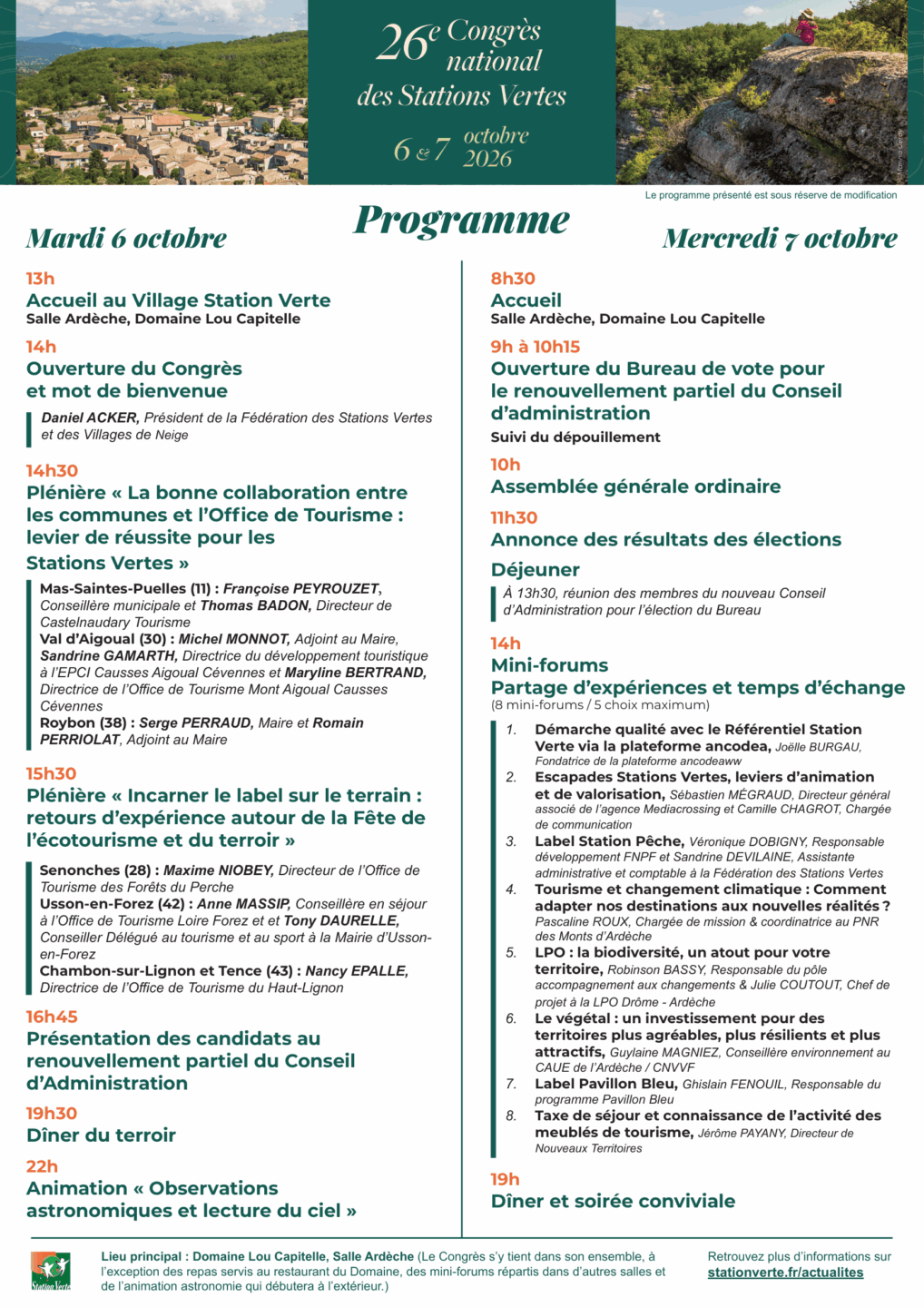 Programme Congrès 2026